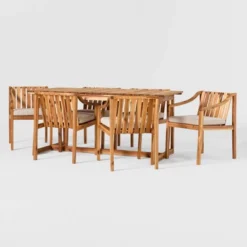 7pc Modern Slatted Wood Outdoor Dining Set - Saracina Home 11 7pc Modern Slatted Wood Outdoor Dining Set - Saracina Home -Quality Furniture Store GUEST 004dfb25 1c23 4390 ab30 32ab6c6abcb4