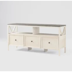 Farmhouse 3 Drawer Wood TV Stand For TVs Up To 65" - Saracina Home -Quality Furniture Store GUEST 0072dd60 ce7c 4443 ae39 8934a2c1febb