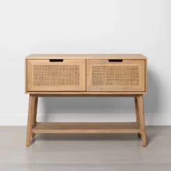 Wood & Cane Console Table With Pull-Down Drawers - Hearth & Hand™ With Magnolia 22 Wood & Cane Console Table With Pull-Down Drawers - Hearth & Hand™ With Magnolia -Quality Furniture Store GUEST 035057b8 c534 4483 bcfa bec1b2f8f625