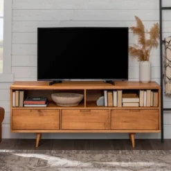 Cara Mid-Century Modern 3 Drawer TV Stand For TVs Up To 65" - Saracina Home 32 Cara Mid-Century Modern 3 Drawer TV Stand For TVs Up To 65" - Saracina Home -Quality Furniture Store GUEST 0382d846 581a 4903 9ef0 400ed4eadf41