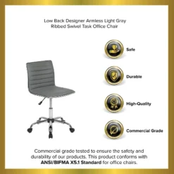 Emma And Oliver Low Back Designer Armless Ribbed Swivel Task Office Chair -Quality Furniture Store GUEST 0631b47a d270 49cc 9360 56641228645b