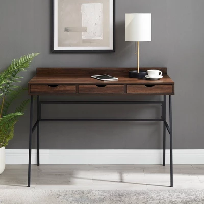 3 Drawer Angled Writing Desk With Cord Management Slots - Saracina Home 6 3 Drawer Angled Writing Desk With Cord Management Slots - Saracina Home - Image 4