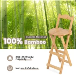 Costway Set Of 4 Bamboo Folding Barstools Counter Height Dining Chairs Installation Free -Quality Furniture Store GUEST 06e445d6 dc25 4846 8f81 ef7d506d76ca