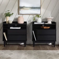 2pk Mid-Century Modern Solid Wood 2 Drawer Storage Nightstands - Saracina Home -Quality Furniture Store GUEST 081e1c93 fb83 4111 87a0 db5e67515069