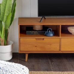 Cara 3 Drawer Mid-Century Modern 3 Drawer TV Stand For TVs Up To 80" - Saracina Home 24 Cara 3 Drawer Mid-Century Modern 3 Drawer TV Stand For TVs Up To 80" - Saracina Home -Quality Furniture Store GUEST 0824ed10 634d 442e 93d1 6435deb8cb30