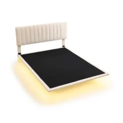 Queen Size Upholstered Floating Velvet Platform Bed With Sensor Light And Headboard-ModernLuxe 17 Queen Size Upholstered Floating Velvet Platform Bed With Sensor Light And Headboard-ModernLuxe -Quality Furniture Store GUEST 093f16a1 8f7e 419c 8c2c cbd8b95a9627