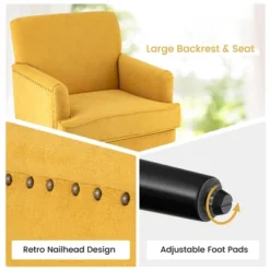 Tangkula Set Of 2 Modern Accent Chair Upholstered Sofa Chair W/ Rubber Wood Legs Yellow -Quality Furniture Store GUEST 0d001da3 7e9d 43a7 82e1 6d3e2916838f