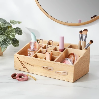 10" X 5" X 4" 12 Compartment Bamboo Countertop Organizer - Brightroom™ 3 10" X 5" X 4" 12 Compartment Bamboo Countertop Organizer - Brightroom™