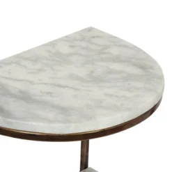 33.5" Bainville Modern Glam Handcrafted Marble Half Round Etagere Bookcase Natural White/Antique Brass - Christopher Knight Home -Quality Furniture Store GUEST 10103d2f 64de 4b65 abea 2c314955907d
