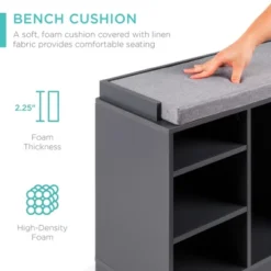 Best Choice Products 46in Shoe Storage Organization Rack Bench For Entryway, Bedroom W/ Padded Seat, 10 Cubbies - Gray 10 Best Choice Products 46in Shoe Storage Organization Rack Bench For Entryway, Bedroom W/ Padded Seat, 10 Cubbies - Gray -Quality Furniture Store GUEST 13abc812 5480 4f06 8909 0a4154ef5d89