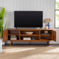 Solid Wood Mid-Century Modern TV Stand For TVs Up To 80" - Saracina Home -Quality Furniture Store GUEST 13d172c2 7522 436c b47e 043357d4492b