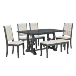 6 PCS Retro Dining Set With Unique-designed Table And Upholstered Chair-ModernLuxe 18 6 PCS Retro Dining Set With Unique-designed Table And Upholstered Chair-ModernLuxe -Quality Furniture Store GUEST 144b2e82 beff 4f59 aab3 7cc9f823a4d3