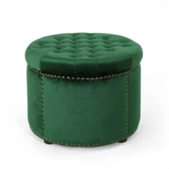 Tiernan Glam Velvet Tufted Ottoman - Christopher Knight Home -Quality Furniture Store GUEST 1511b5d6 9da6 4a3b 9914 9af04560d101