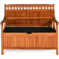 Costway 42'' Storage Bench Deck Box Solid Wood Seating Container Tools Toys W/Backrest -Quality Furniture Store GUEST 166e6e3d fc9e 4cc0 b96e 26a0613eeb9b