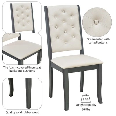 6 PCS Retro Dining Set With Unique-designed Table And Upholstered Chair-ModernLuxe 8 6 PCS Retro Dining Set With Unique-designed Table And Upholstered Chair-ModernLuxe - Image 6