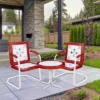 Northlight 22" Outdoor Retro Tulip Side Table, Red And White