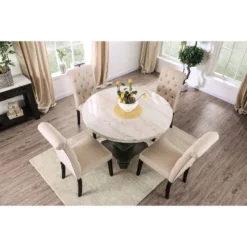 Buckley Round Dining Table White/Black - HOMES: Inside + Out -Quality Furniture Store GUEST 1eaec16e a22c 4046 aa25 778fad2ef351
