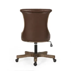 Coulee Contemporary Upholstered Roll Back Swivel Office Chair Dark Brown/Natural - Christopher Knight Home -Quality Furniture Store GUEST 2221ea35 e150 49a5 a609 4bb49d3b4d24