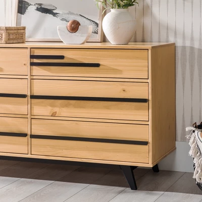 Modern 6 Drawer Double Dresser With Long Handles - Saracina Home 15 Modern 6 Drawer Double Dresser With Long Handles - Saracina Home - Image 13