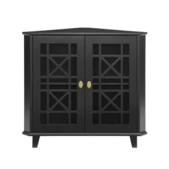2 Door Corner Accent Cabinet With Fretwork Doors - Saracina Home 17 2 Door Corner Accent Cabinet With Fretwork Doors - Saracina Home -Quality Furniture Store GUEST 28fe5556 fd13 4741 9522 8e0abe2af5bd