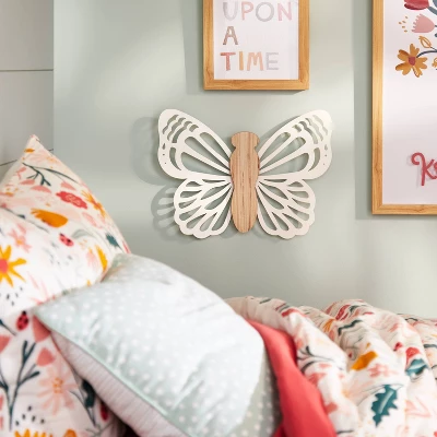 Butterfly Wood Lit Kids' Wall Decor Cream - Pillowfort™ 3 Butterfly Wood Lit Kids' Wall Decor Cream - Pillowfort™