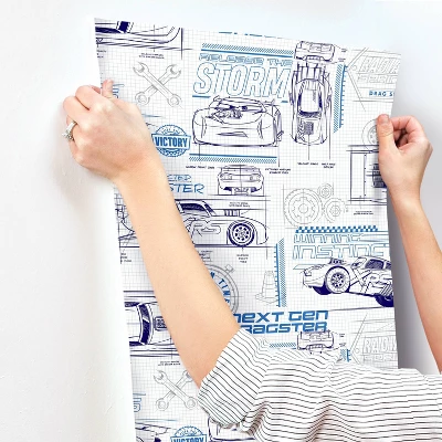 Disney Pixar Cars Schematic Peel And Stick Wallpaper Blue - RoomMates 4 Disney Pixar Cars Schematic Peel And Stick Wallpaper Blue - RoomMates - Image 2
