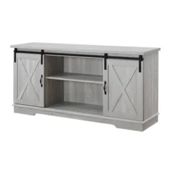 Modern Transitional Sliding Barndoor TV Stand For TVs Up To 65"- Saracina Home -Quality Furniture Store GUEST 31a34286 e5bc 4cdb 95bc c04f39622d58