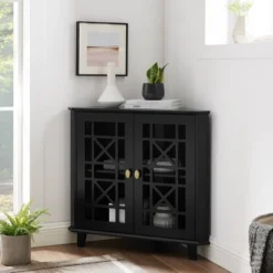 2 Door Corner Accent Cabinet With Fretwork Doors - Saracina Home 23 2 Door Corner Accent Cabinet With Fretwork Doors - Saracina Home -Quality Furniture Store GUEST 33460c8d 731e 484d b65b b46663cb9a4a