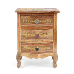 Ailey Handcrafted Boho Mango Wood 3 Drawer Nightstand Natural - Christopher Knight Home -Quality Furniture Store GUEST 3924a78e 3952 49db 866c 6794bccc9300