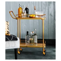 Metal, Wood, And Leather Bar Cart - Gold - Threshold™ -Quality Furniture Store GUEST 3940ea51 5dbd 496d adf0 a33ee04f6d3f