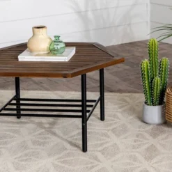 Saybrook Modern Metal And Wood Patio Hexagon Coffee Table - Dark Brown - Saracina Home 21 Saybrook Modern Metal And Wood Patio Hexagon Coffee Table - Dark Brown - Saracina Home -Quality Furniture Store GUEST 3afb59b6 67ca 4f35 8c6f 738450a79b31