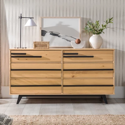 Modern 6 Drawer Double Dresser With Long Handles - Saracina Home 5 Modern 6 Drawer Double Dresser With Long Handles - Saracina Home - Image 3