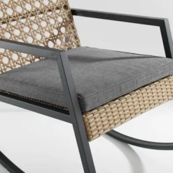 Komodo Modern Boho Faux Rattan & Metal Outdoor Rocking Chair With Cushion - Brown/Gray - Saracina Home 10 Komodo Modern Boho Faux Rattan & Metal Outdoor Rocking Chair With Cushion - Brown/Gray - Saracina Home -Quality Furniture Store GUEST 4268a33a 53bd 49e0 b7a4 c9883457bf9f