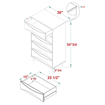 Mid-Century Modern Contoured 5 Drawer Chest Of Drawers - Saracina Home 18 Mid-Century Modern Contoured 5 Drawer Chest Of Drawers - Saracina Home - Image 16