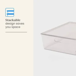 26L Stacking Clear Bin With Lid - Brightroom™: Plastic, Stackable, Universal Storage, 21.53" X 14.92" X 5.9" -Quality Furniture Store GUEST 45118b5c 8c98 410e 9a14 28f411e5270a