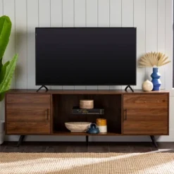 2 Door Mid-Century Modern Wood Storage TV Stand For TVs Up To 80" - Saracina Home -Quality Furniture Store GUEST 474e4bb8 d0cb 4809 ba15 d0ecb3aa5ec4