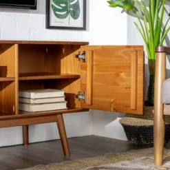 Solid Wood Mid-Century Modern TV Stand For TVs Up To 65" - Saracina Home -Quality Furniture Store GUEST 4814f0a0 557a 4091 bf29 8479abd8c5d7