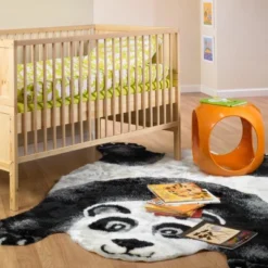 Walk On Me Faux Fur Super Soft Kids Panda Bear Rug Tufted With Non-slip Backing Area Rug