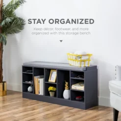 Best Choice Products 46in Shoe Storage Organization Rack Bench For Entryway, Bedroom W/ Padded Seat, 10 Cubbies - Gray 12 Best Choice Products 46in Shoe Storage Organization Rack Bench For Entryway, Bedroom W/ Padded Seat, 10 Cubbies - Gray -Quality Furniture Store GUEST 484e3711 30cd 4de4 9bfb 7876d4619ade