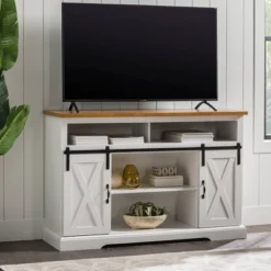 Transitional Sliding Barndoor Highboy TV Stand For TVs Up To 58" - Saracina Home -Quality Furniture Store GUEST 4c19d460 b0f1 4bd4 adae 7d662cd1c88d