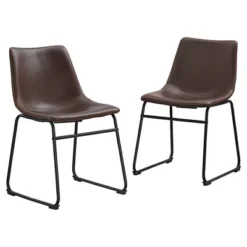 Set Of 2 Laslo Modern Upholstered Faux Leather Dining Chairs - Saracina Home -Quality Furniture Store GUEST 4df149f4 10cd 43f6 ae87 21d2762646ef