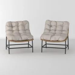 2pk Papasan Scoop Outdoor Patio Chair - Natural - Saracina Home 27 2pk Papasan Scoop Outdoor Patio Chair - Natural - Saracina Home -Quality Furniture Store GUEST 4f90f799 f729 4ef9 9855 358f0a27be20