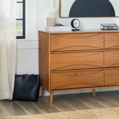 Mid-Century Modern Contoured 6 Drawer Dresser - Saracina Home -Quality Furniture Store GUEST 502a0f6b a828 4a2b ae1f 4f7873dba996