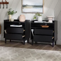 2pk Mid-Century Modern Solid Wood 2 Drawer Storage Nightstands - Saracina Home -Quality Furniture Store GUEST 559c5ca6 af7e 4136 9a5f 989a82141900