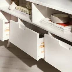 Cara Mid-Century Modern 3 Drawer Corner TV Stand For TVs Up To 58" - Saracina Home -Quality Furniture Store GUEST 59f86cf1 f206 400e beed adf45df367ac