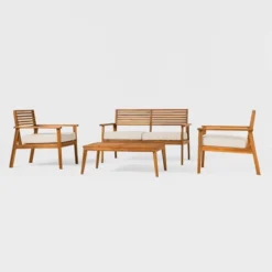 Saracina Home 4pc Mid-Century Modern Slatted Acacia Outdoor Patio Conversation Furniture Set 12 Saracina Home 4pc Mid-Century Modern Slatted Acacia Outdoor Patio Conversation Furniture Set -Quality Furniture Store GUEST 5bd5681e 7e46 43b4 a961 a82e40c62e87
