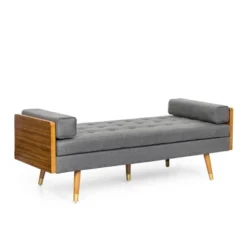Keairns Mid Century Modern Tufted Double End Chaise Lounge With Bolster Pillows - Christopher Knight Home -Quality Furniture Store GUEST 603d2405 c2fd 42ac a507 b6a05bb222fa