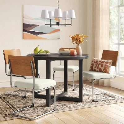 2pk Cecilton Chrome Cantilever Dining Chairs Cream Boucle - Threshold™ 4 2pk Cecilton Chrome Cantilever Dining Chairs Cream Boucle - Threshold™ - Image 2