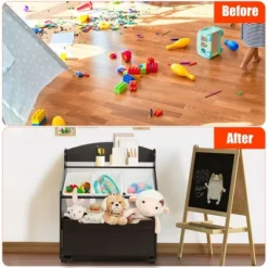 Costway Kids Wooden Toy Storage Unit Organizer W/Rolling Toy Box & Plastic Bins NaturalEspresso -Quality Furniture Store GUEST 6649d054 ddae 4200 95c9 643014cf866f