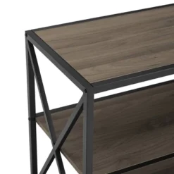 Modern Industrial X Frame Metal And Wood Media Bookshelf - Saracina Home -Quality Furniture Store GUEST 679c835e 1c70 43ee 9683 1e0a83265bd8